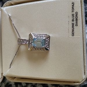 Sterling silver blue topaz necklace